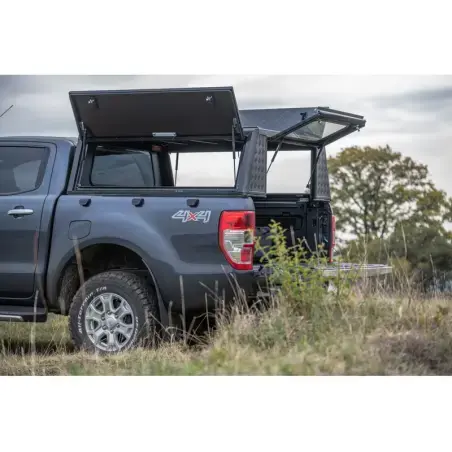 Hardtop Adventure noir strié double cabine Ford Ranger 2012-2022 Alu-Cab